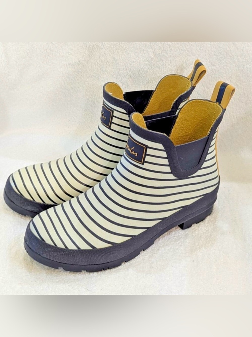 Joules Navy Striped Wellibob Rain Boots 10